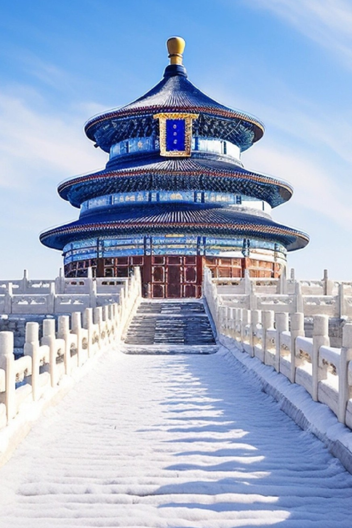 Temple of Heaven (Hall of Prayer for Good Harvests) > Tiananmen Square【Mao Zedong Memorial Hall (Exterior View), Great Hall of the People, Monument to the People's Heroes】> *Forbidden City【Meridian Gate, Hall of Supreme Harmony, Hall of Central Harmony, Hall of Preserving Harmony, Yanxi Palace, Chengqian Palace, Zhongcui Palace, Jingren Palace, Imperial Garden, Gate of Divine Prowess】：Temple of Heaven